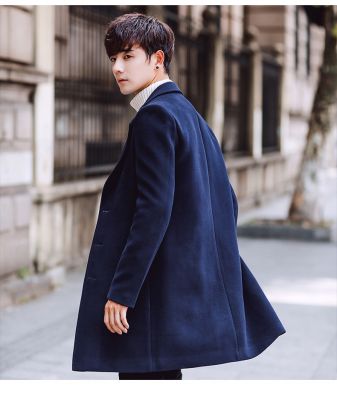 Long winter coat for men slim fit with buttons