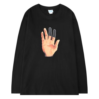 Long sleeve t-shirt with hand print in black for men