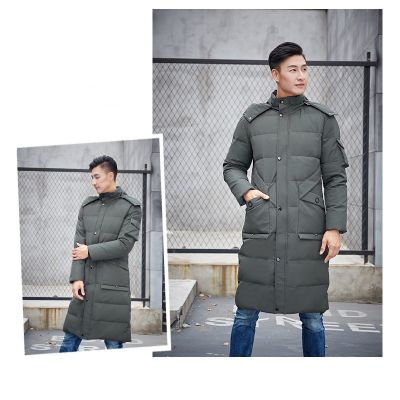 Longline hooded puffer coat for men