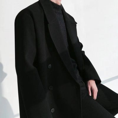 Longline wool mix winter overcoat for men