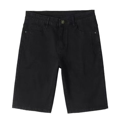 Loose fit denim shorts in black for men