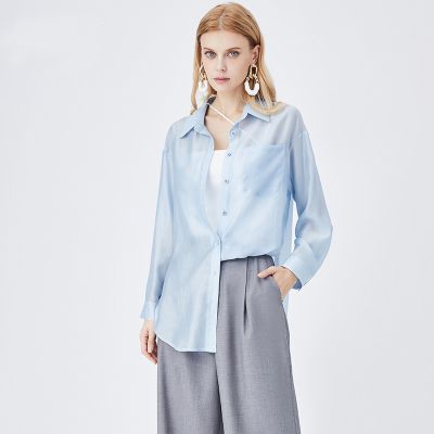 Loose-Fit Sun Protection Linen Blouse for Women