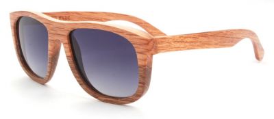Wooden Frame Bamboo Aviator Sunglasses with Colored Lense