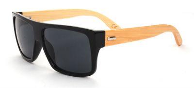 Flat Top Hipster Sunglasses with Wooden Frame Multicolor Glass