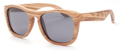 Wooden Frame Bamboo Sunglasses with Blue Pink Smoke Lense