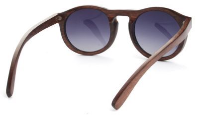 Round Vintage Bamboo Sunglasses with Colored Lense