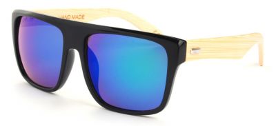 Vintage Flat Top Bamboo Sunglasses Wooden Frame