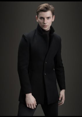 Slim fit wool winter coat for men with single breast buttons