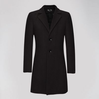 Slim fit wool winter coat for men with single breast buttons