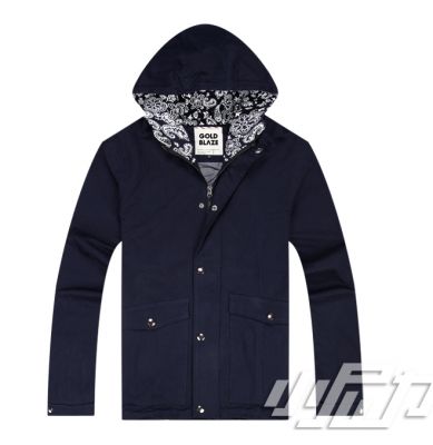 Hooded Windbreaker Jacket for Men Paisley Print in Hood and Collar