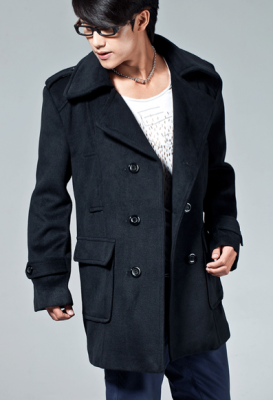Winter Duffle Coat for Men with Double Breast Buttons and Large Pockets