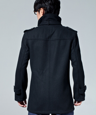 Men's Wool Duffle Coat with Collar Strap