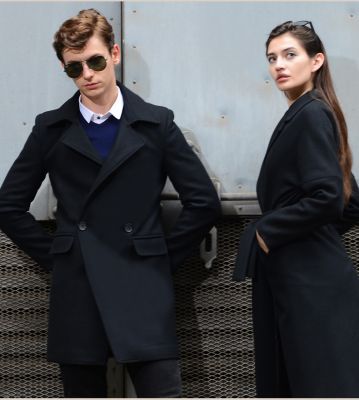 Classic Wool Coat with Single Button Row for Men