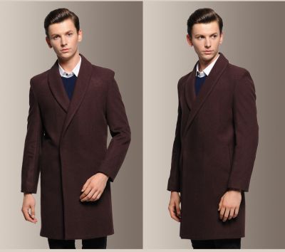Oversize wool coat for men with hidden closure button