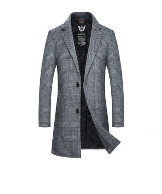 Men wool long outwear for men with plaid printing