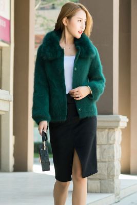 Fur coat for women short with plush collar
