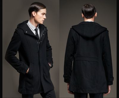 Hooded Winter Coat for men Wool