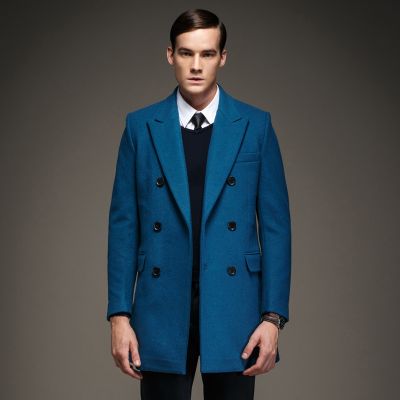 Classic double breasted wool winter coat for Men