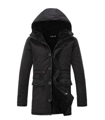 Winter coat for men with thick fur lining inside and drawstring waist