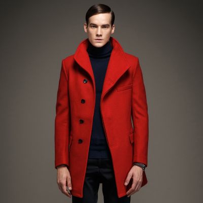 Wool winter coat for men with hidden buttons
