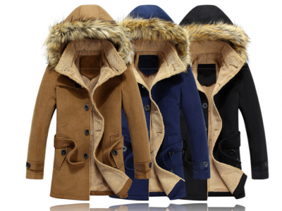 Men's Winter Coat with Fur Lined Hood and Inner Faux Fur