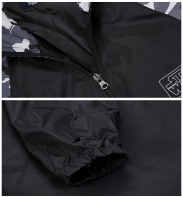 Hooded Windbreaker Jacket for Men Grey Camouflage Star Wars