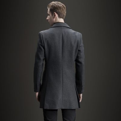Winter Wool Coat for men with offset side buttons
