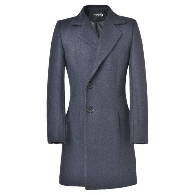 Winter Wool Coat for men with offset side buttons