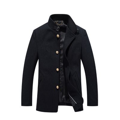 Slim fit men's wool winter coat with gold buttons