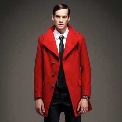 Men's Woolen Winter Coat with Buttons Inside