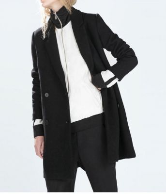 Women's wool coat with double button closure