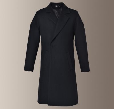 Long wool coat for men with concealed closure