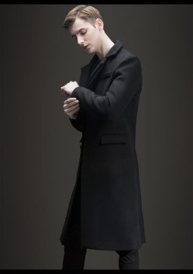 Long wool mix overcoat for men winter classic outerwear