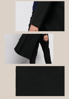 Men's long wool winter coat with closing matching belt