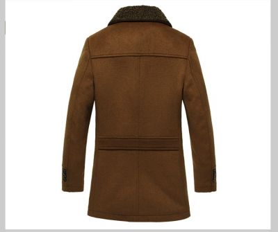 Winter coat for men with vintage fur collar mid-length