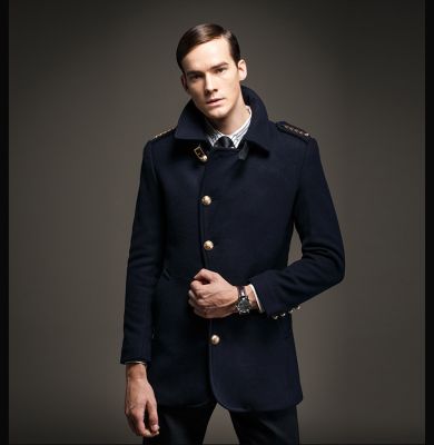 Men's Woolen Coat with detailed shoulders