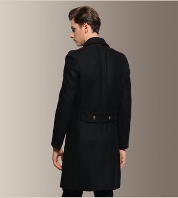 Men's Long Officer coat Slim Fit Wool