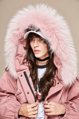 Women's Overcoat Winter Coat with Hood Filled with Thick Fur