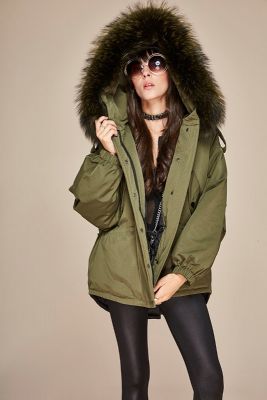 Women's Overcoat Winter Coat with Hood Filled with Thick Fur
