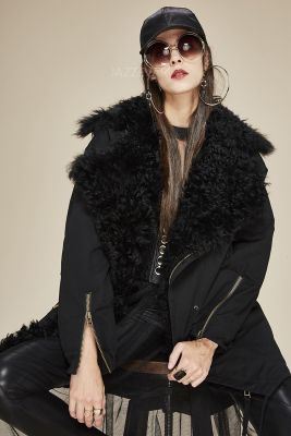 Winter perfecto coat with natural wool for women