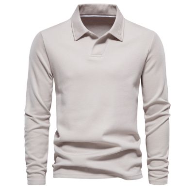 Men's Long Sleeve Solid Polo Shirt