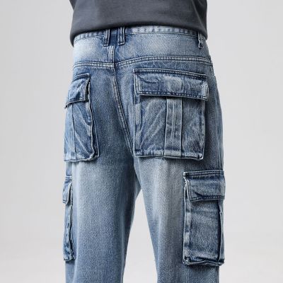 Men's cargo baggy jeans denim trousers