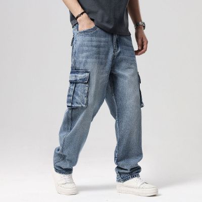 Men's cargo baggy jeans denim trousers