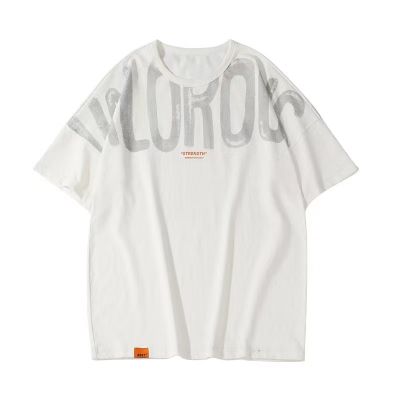 Men's cotton t-shirt with short sleeves and large letter print