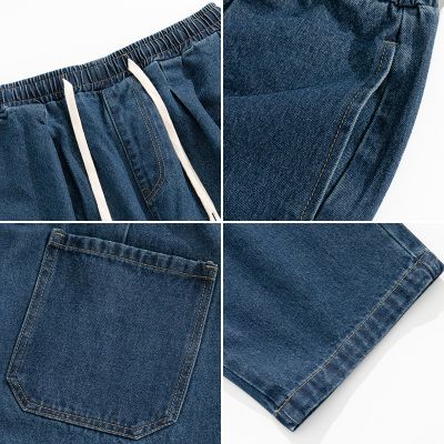 Men's elastic waist wide leg baggy jeans