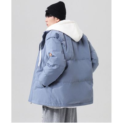 Men's quilted jacket with fleece hood