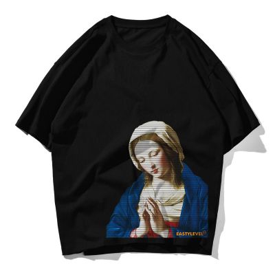 Men's short sleeve t-shirt Virgin Mary print oversize