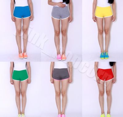 Mini sport shorts for women white trim cotton