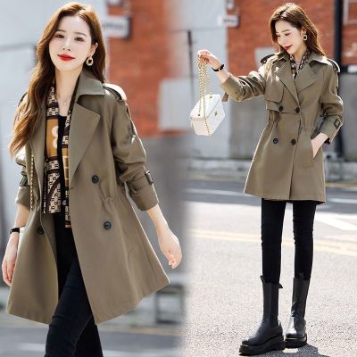 Modern Polyester Trench Coat for Women - Chic Beige