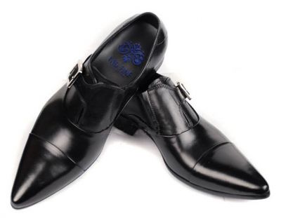 Monk Strap Leather Dress Shoes for Men - Black